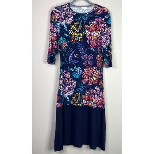 Mikah Gen Floral Colorblock Midi Dress Women's Size XS